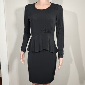 Daisy Fuentes Black Peplum Long Sleeve Dress